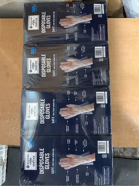 Disposable Food Service Gloves - Clear Plastic Box (4 Pack)